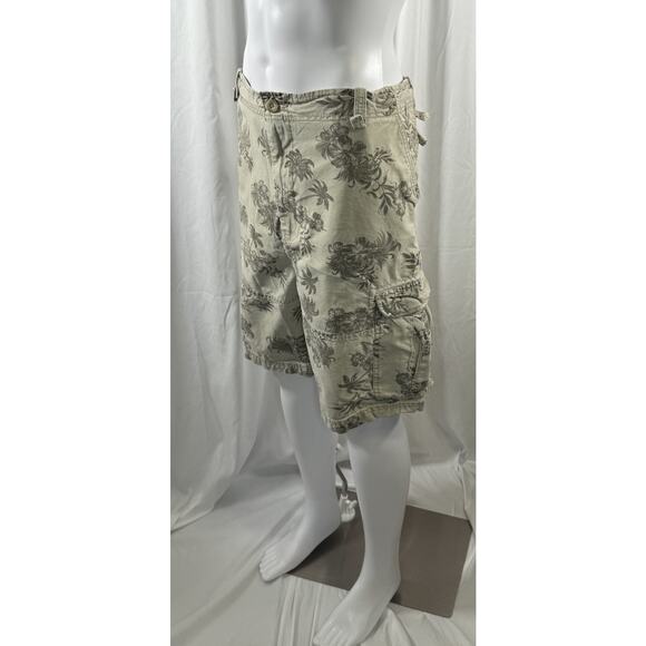 Wonderwall Broken In Cargo Shorts Tan Tropical Beach Resortware, 42, 87-24 - Picture 6 of 16